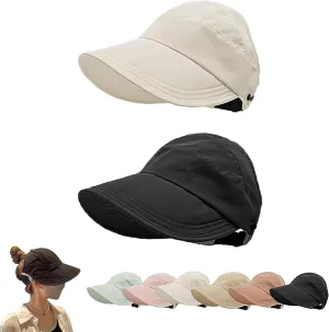 Outdoor Uv Protection Hollow Top Sun Hat, 2024 New Women's Outdoor Uv Protection Hollow Top Wide Brim Sun Hat