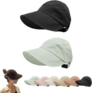 Outdoor Uv Protection Hollow Top Sun Hat, 2024 New Women's Outdoor Uv Protection Hollow Top Wide Brim Sun Hat