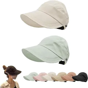 Outdoor Uv Protection Hollow Top Sun Hat, 2024 New Women's Outdoor Uv Protection Hollow Top Wide Brim Sun Hat