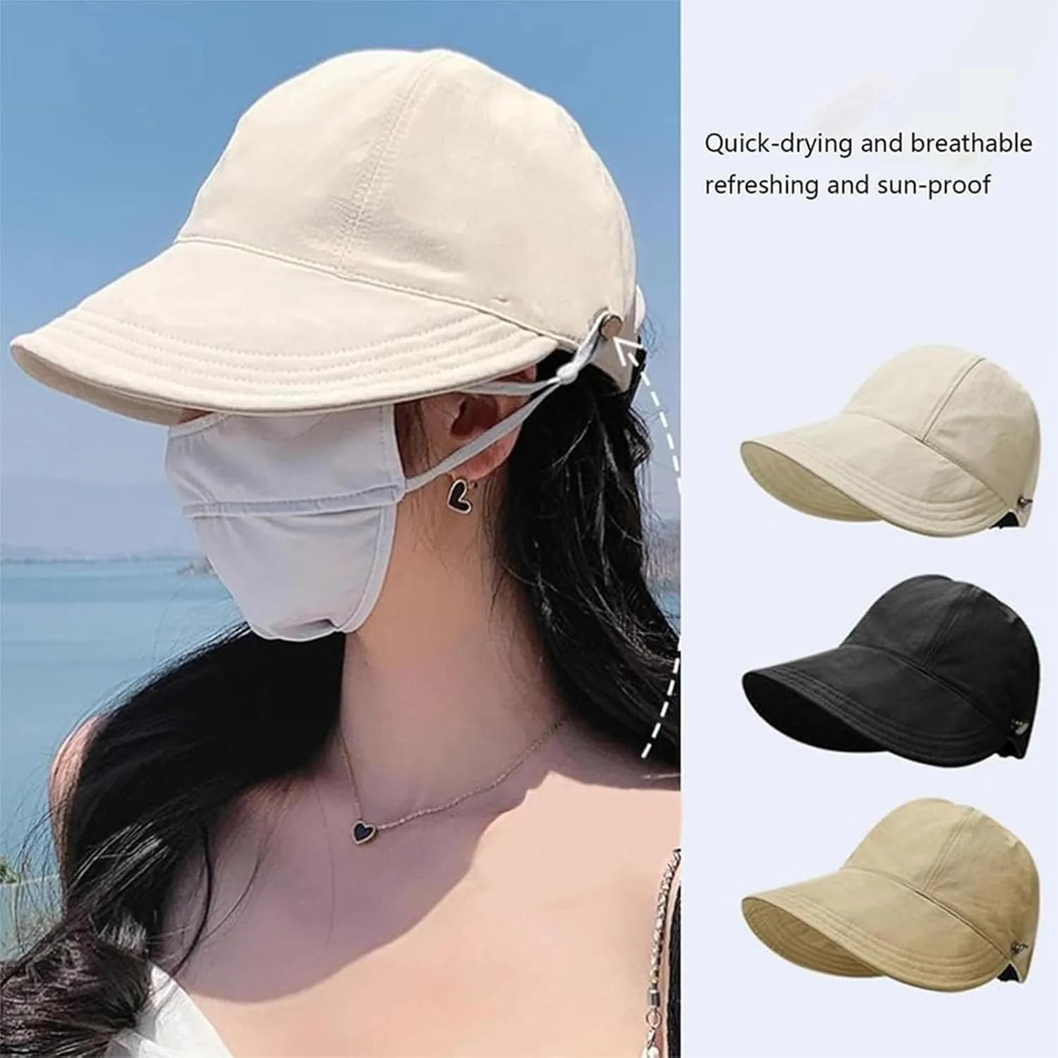 Outdoor UV Protection Hollow Top Sun Hat New classupery Wide Brim Breathable Empty Top Summer Sun Hat