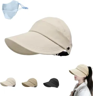 Outdoor Uv Protection Hollow Top Sun Hat, Sun Hats Women Wide Brim Uv Protection Hollow Top, Summer Sun Protect Visor Hats