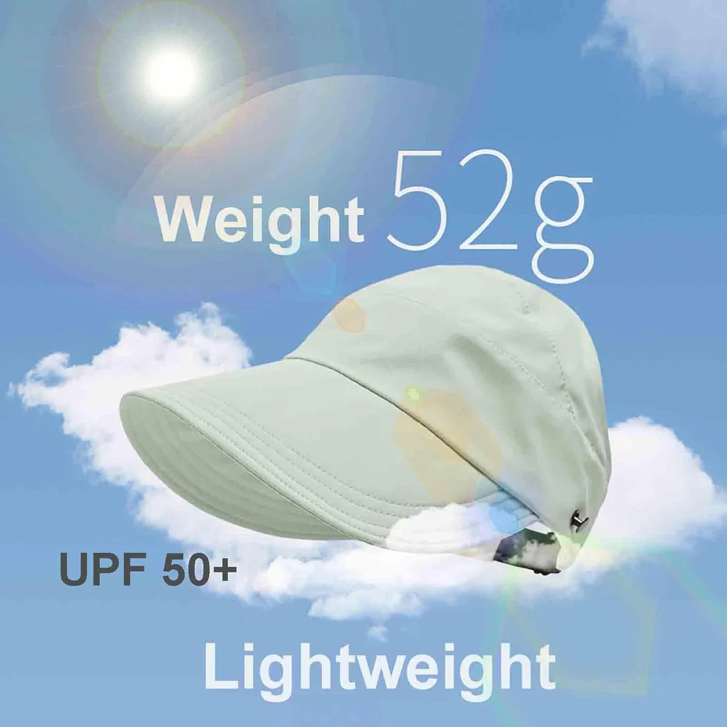 Outdoor UV Protection Hollow Top Sun Hat UPF 50 , Women UV Protection Wide Brim, Foldable Lightweight Breathable(with Mask)