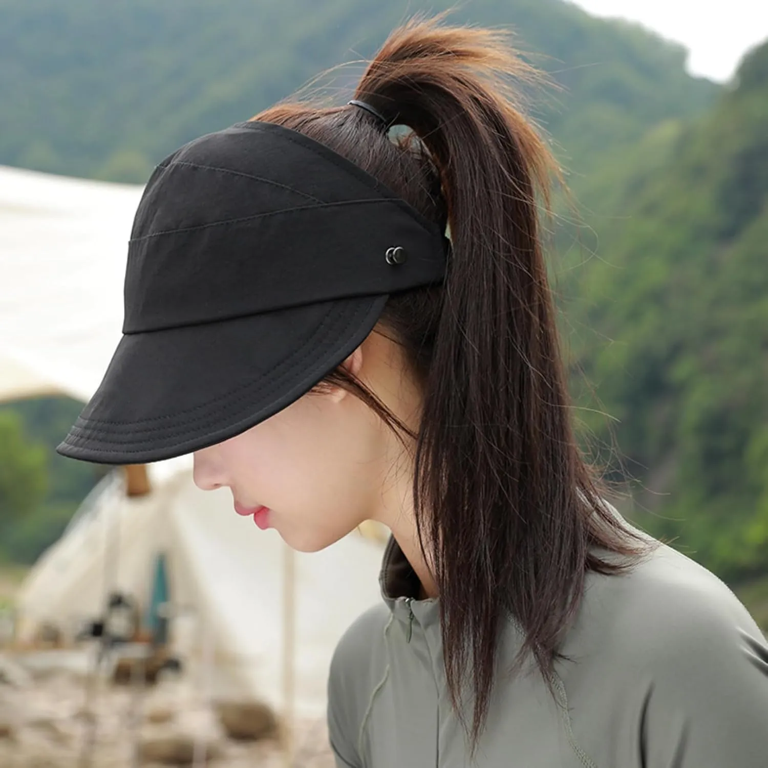 Outdoor Uv Protection Hollow Top Sun Hat, Women's Outdoor Uv Protection Hollow Top Wide Brim Sun Hat, Packable Visor