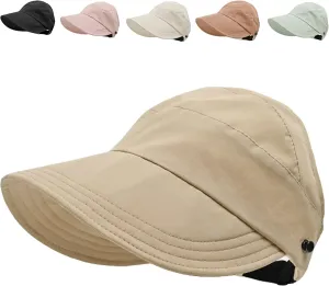 Outdoor Uv Protection Hollow Top Sun Hat, Women's Outdoor Uv Protection Hollow Top Wide Brim Sun Hat, Packable Visor