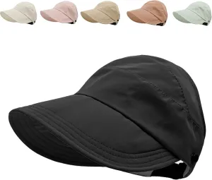 Outdoor Uv Protection Hollow Top Sun Hat, Women's Outdoor Uv Protection Hollow Top Wide Brim Sun Hat, Packable Visor