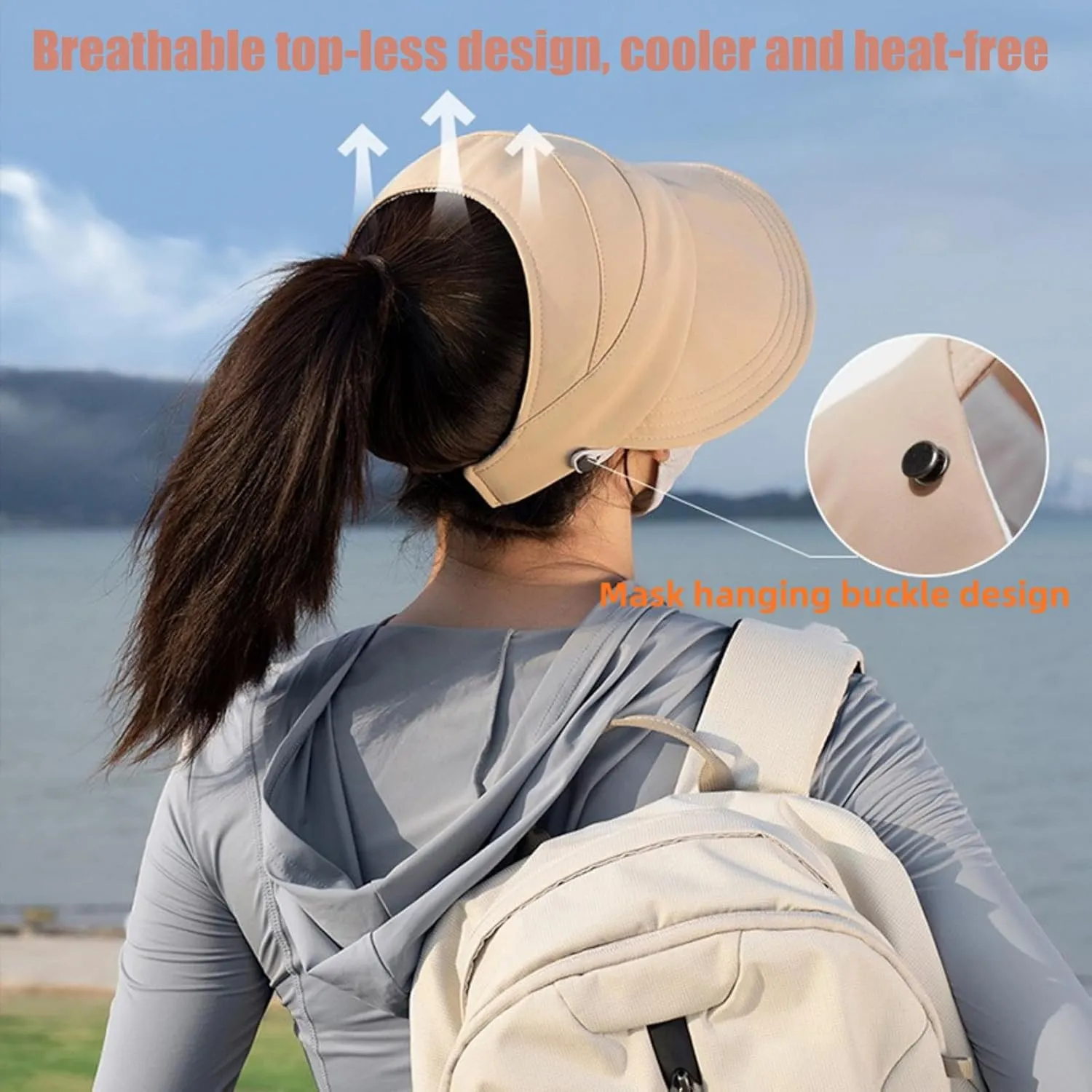 Outdoor Uv Protection Hollow Top Sun Hat, Women's Outdoor Uv Protection Hollow Top Wide Brim Sun Hat, Packable Visor