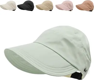 Outdoor Uv Protection Hollow Top Sun Hat, Women's Outdoor Uv Protection Hollow Top Wide Brim Sun Hat, Packable Visor