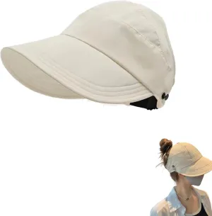 Outdoor Uv Protection Hollow Top Sun Hat,Women's Outdoor Uv Protection Hollow Top Wide Brim Sun Hat,Quick Dryin