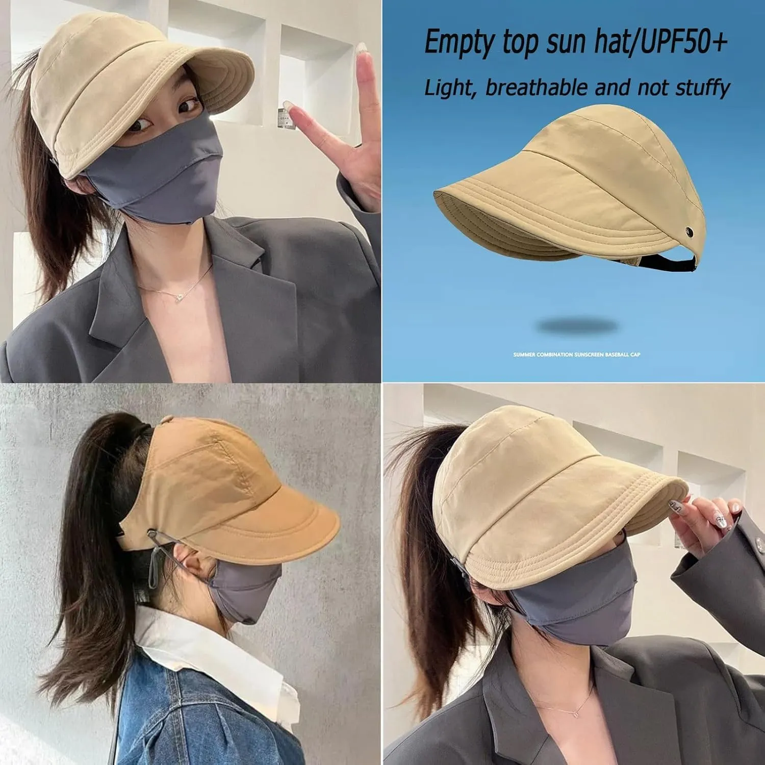 Outdoor Uv Protection Hollow Top Sun Hat,Women's Outdoor Uv Protection Hollow Top Wide Brim Sun Hat,Quick Dryin