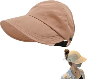 Outdoor Uv Protection Hollow Top Sun Hat,Women's Outdoor Uv Protection Hollow Top Wide Brim Sun Hat,Quick Dryin