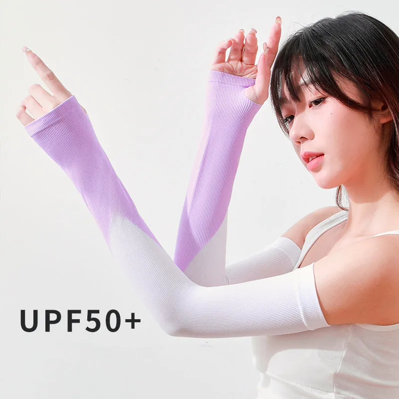 Patchwork Ice Silk Sun Protection Sleeves