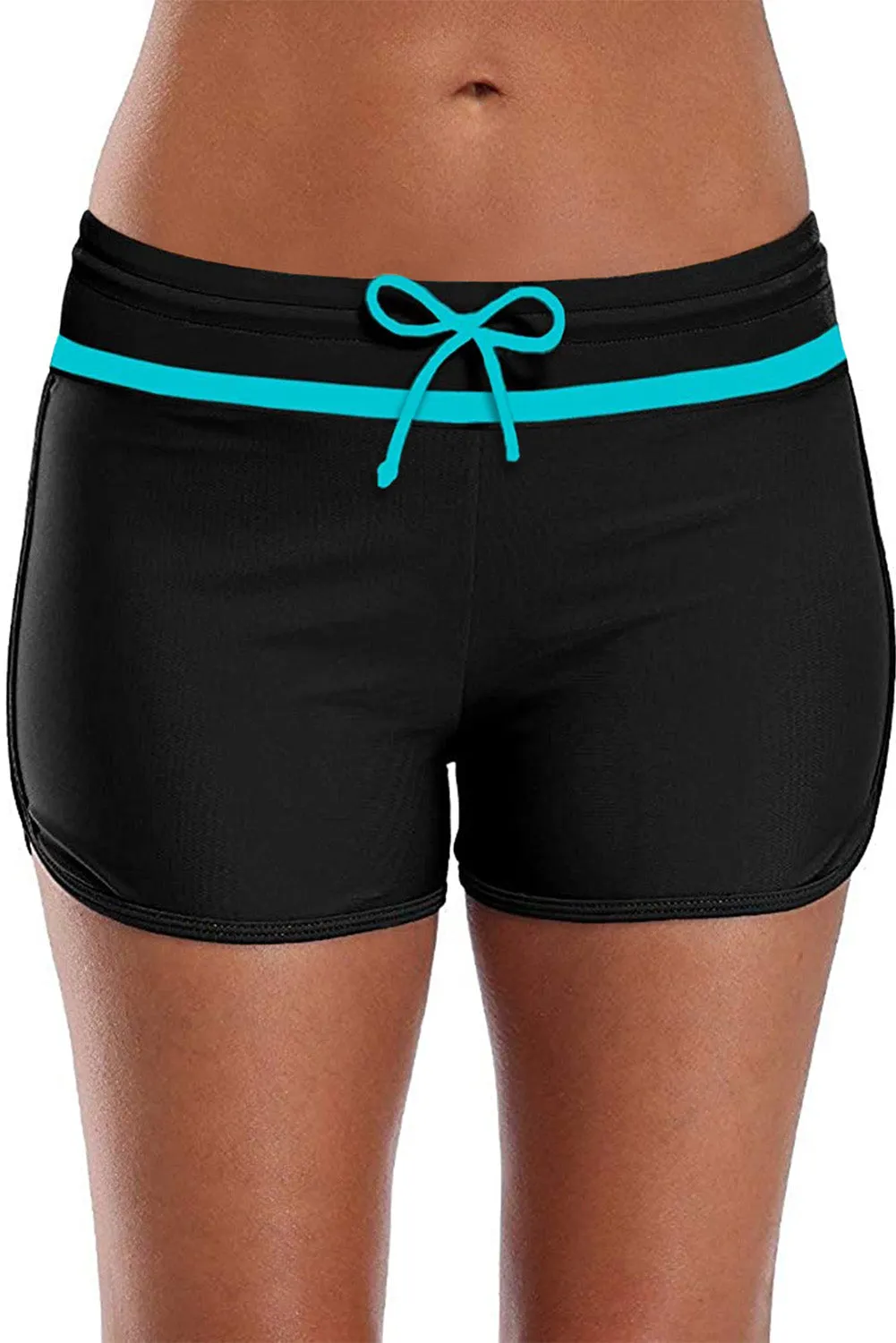 Patter Print Drawstring High Waist Swimming Shorts