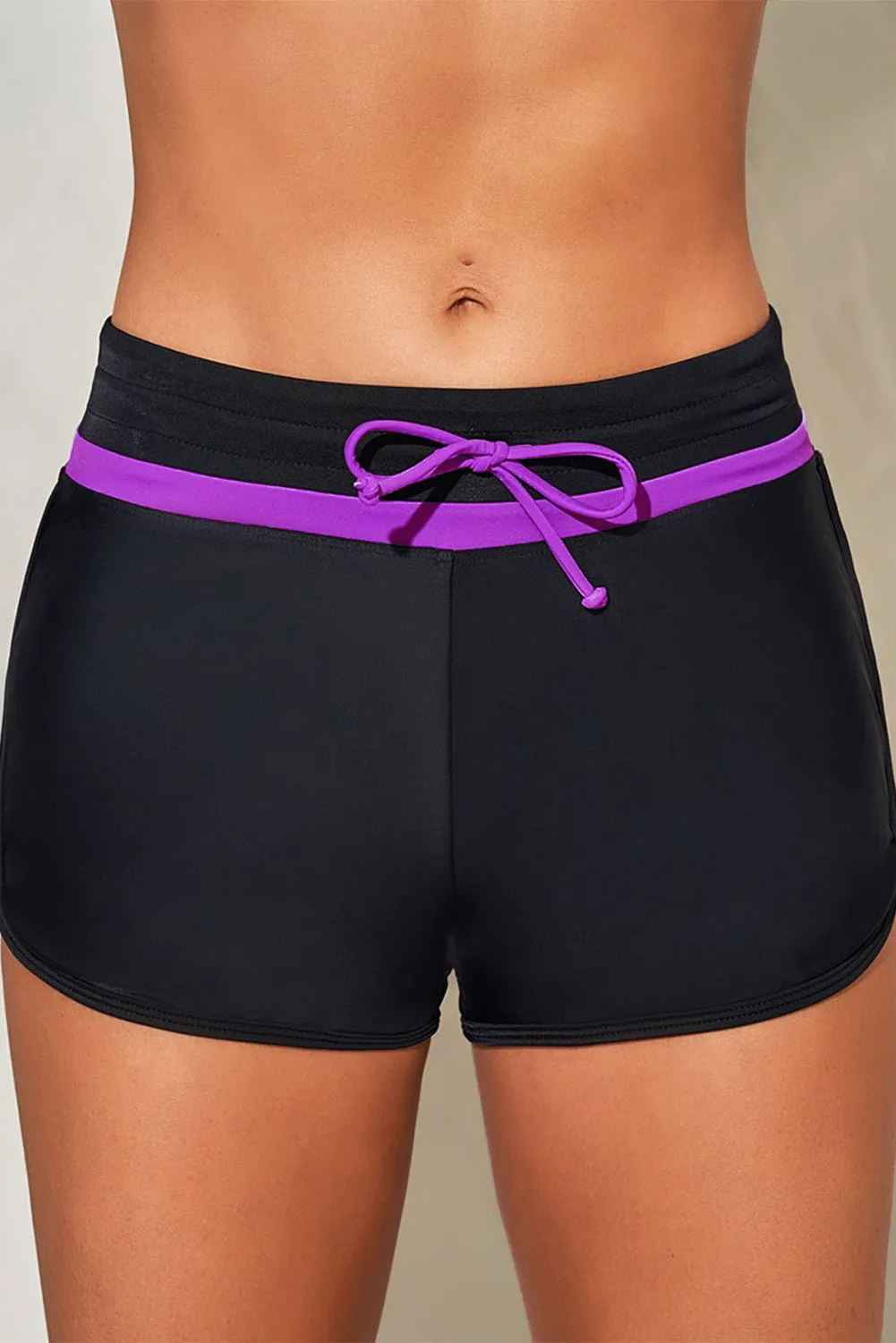 Patter Print Drawstring High Waist Swimming Shorts