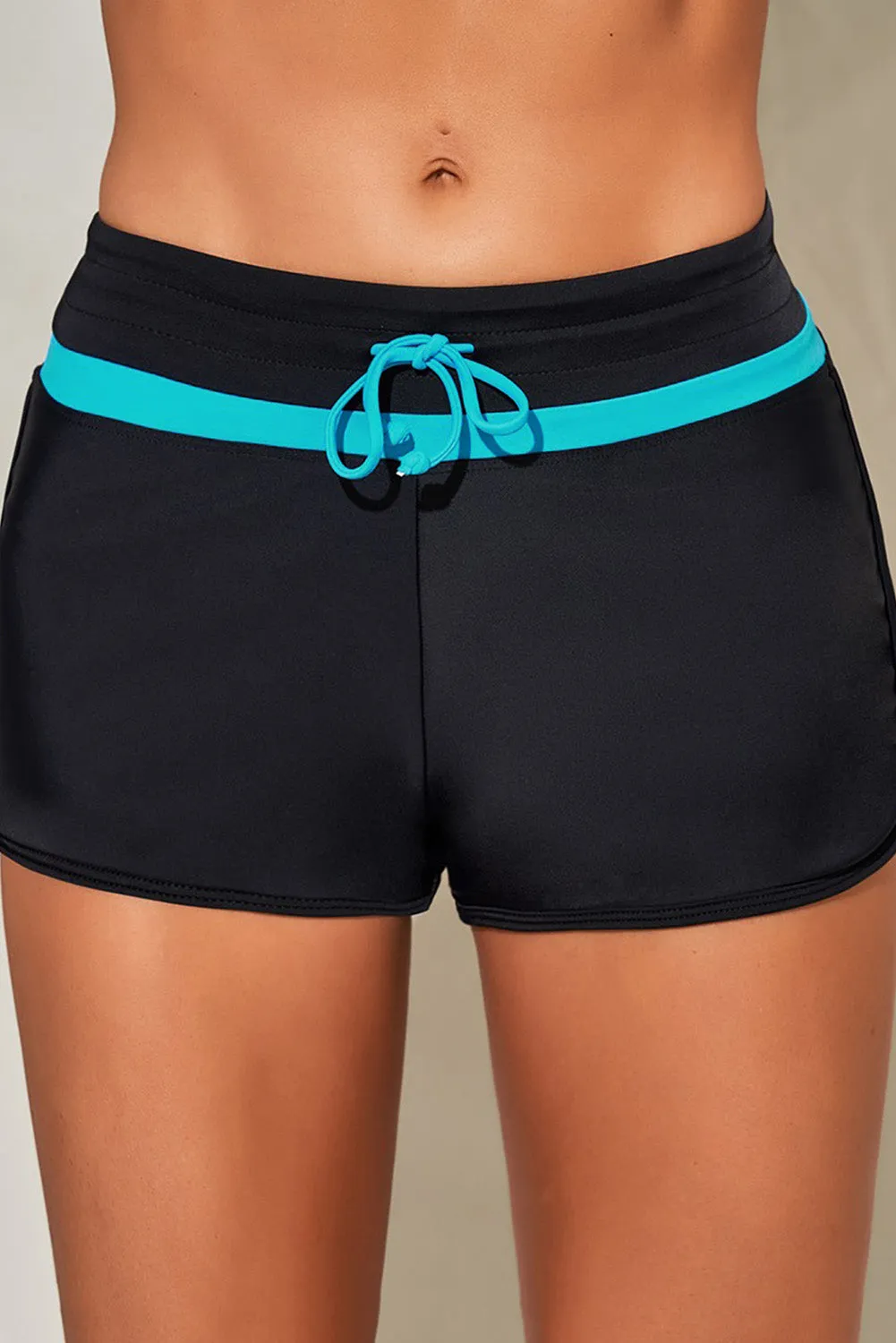 Patter Print Drawstring High Waist Swimming Shorts