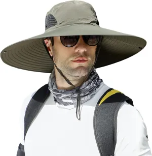 Peicees Super Wide Brim Sun Hat Men Women Fishing Bucket Hat Safari Cowboy Hat