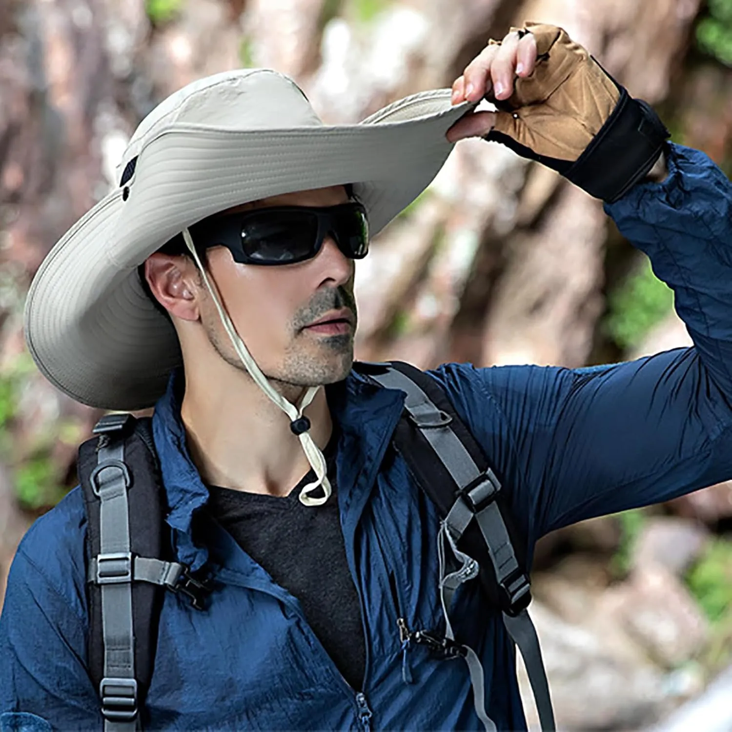 Peicees Super Wide Brim Sun Hat Men Women Fishing Bucket Hat Safari Cowboy Hat