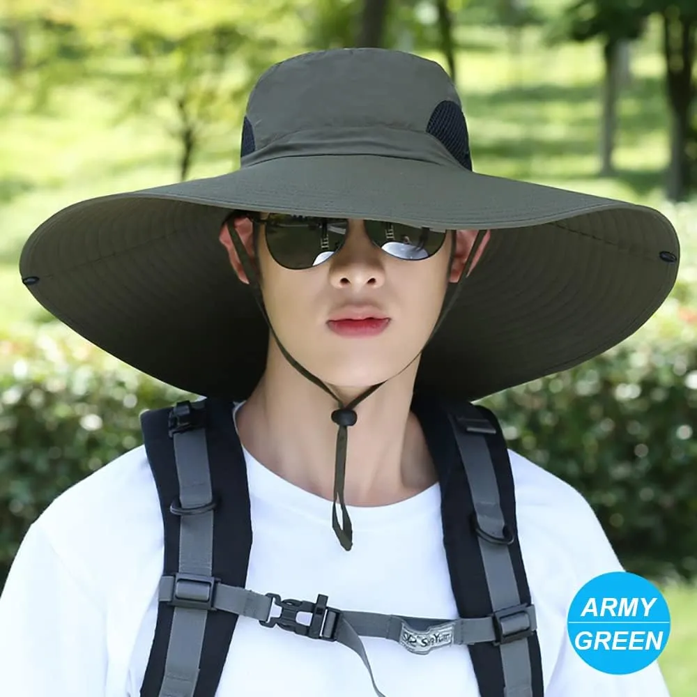 Peicees Super Wide Brim Sun Hat Men Women Fishing Bucket Hat Safari Cowboy Hat