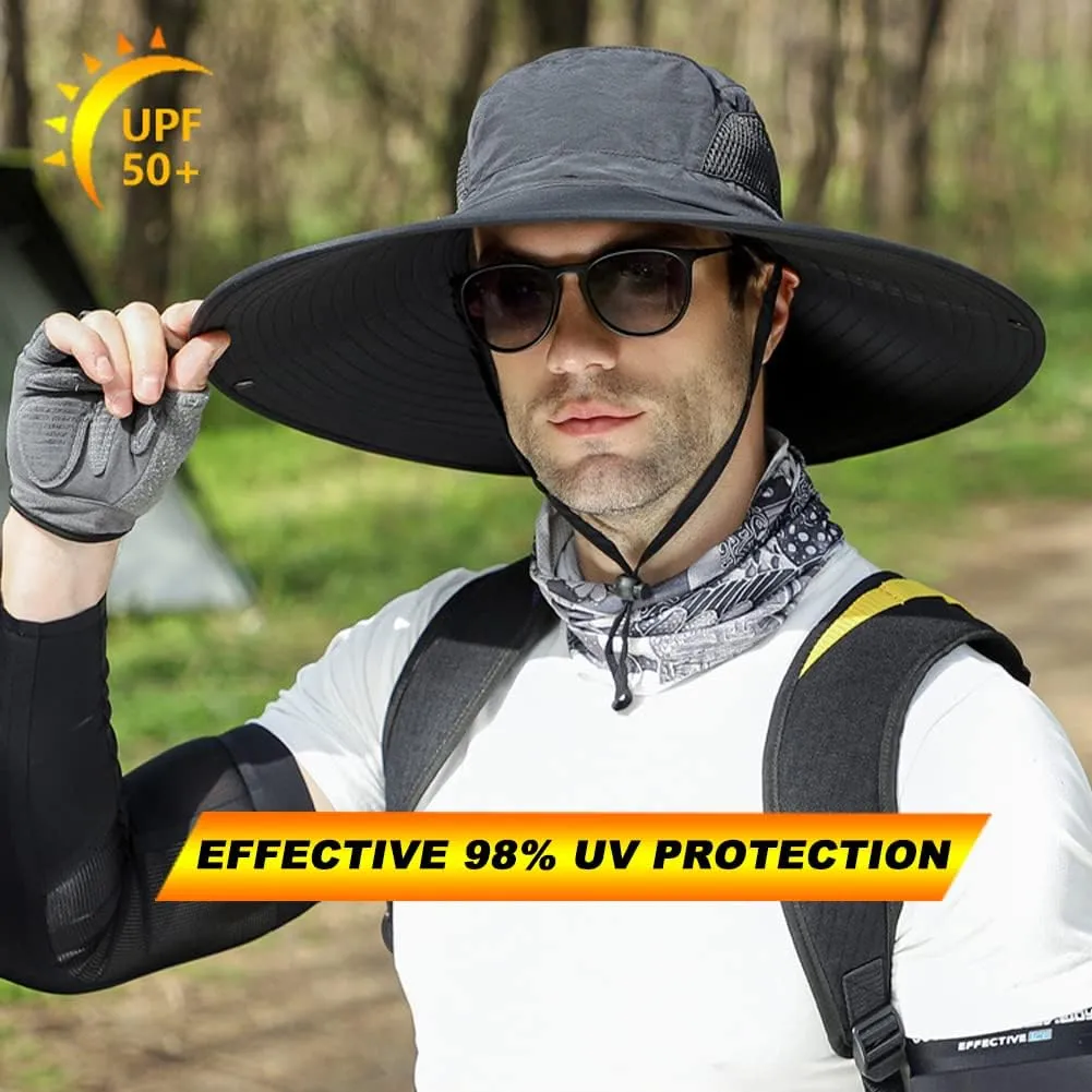 Peicees Super Wide Brim Sun Hat Men Women Fishing Bucket Hat Safari Cowboy Hat
