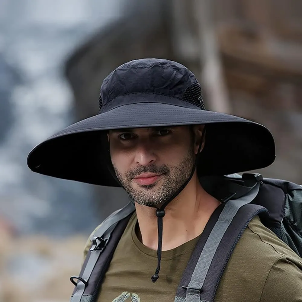 Peicees Super Wide Brim Sun Hat Men Women Fishing Bucket Hat Safari Cowboy Hat
