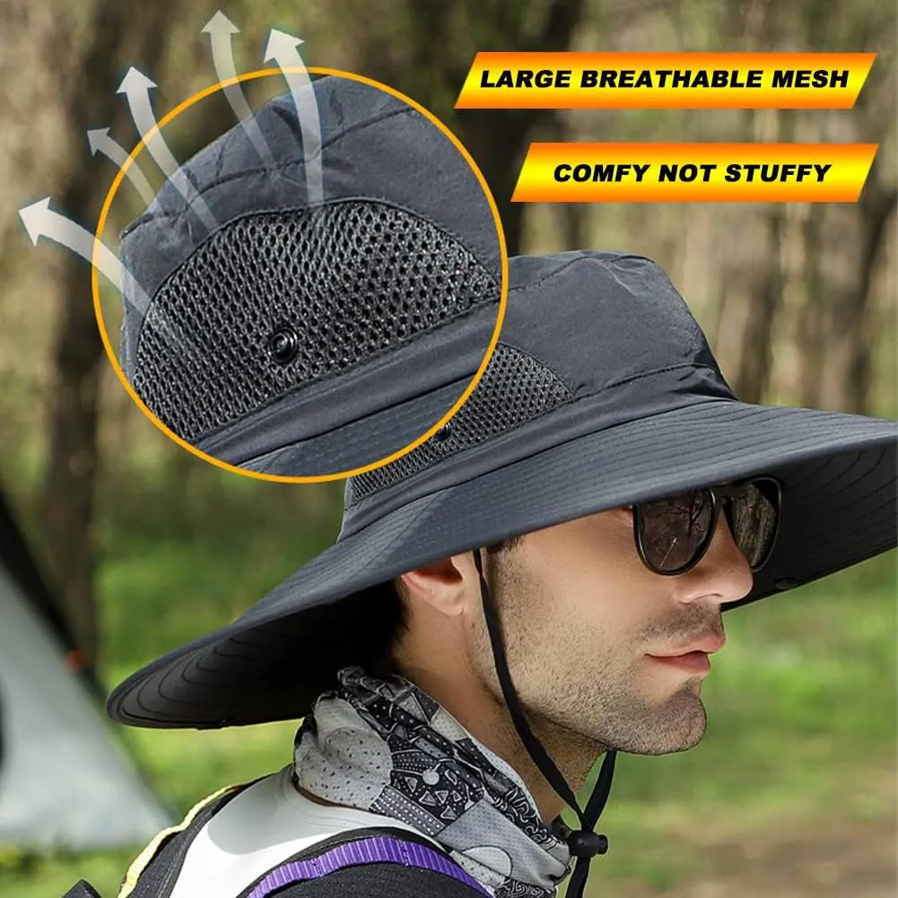 Peicees Super Wide Brim Sun Hat Men Women Fishing Bucket Hat Safari Cowboy Hat