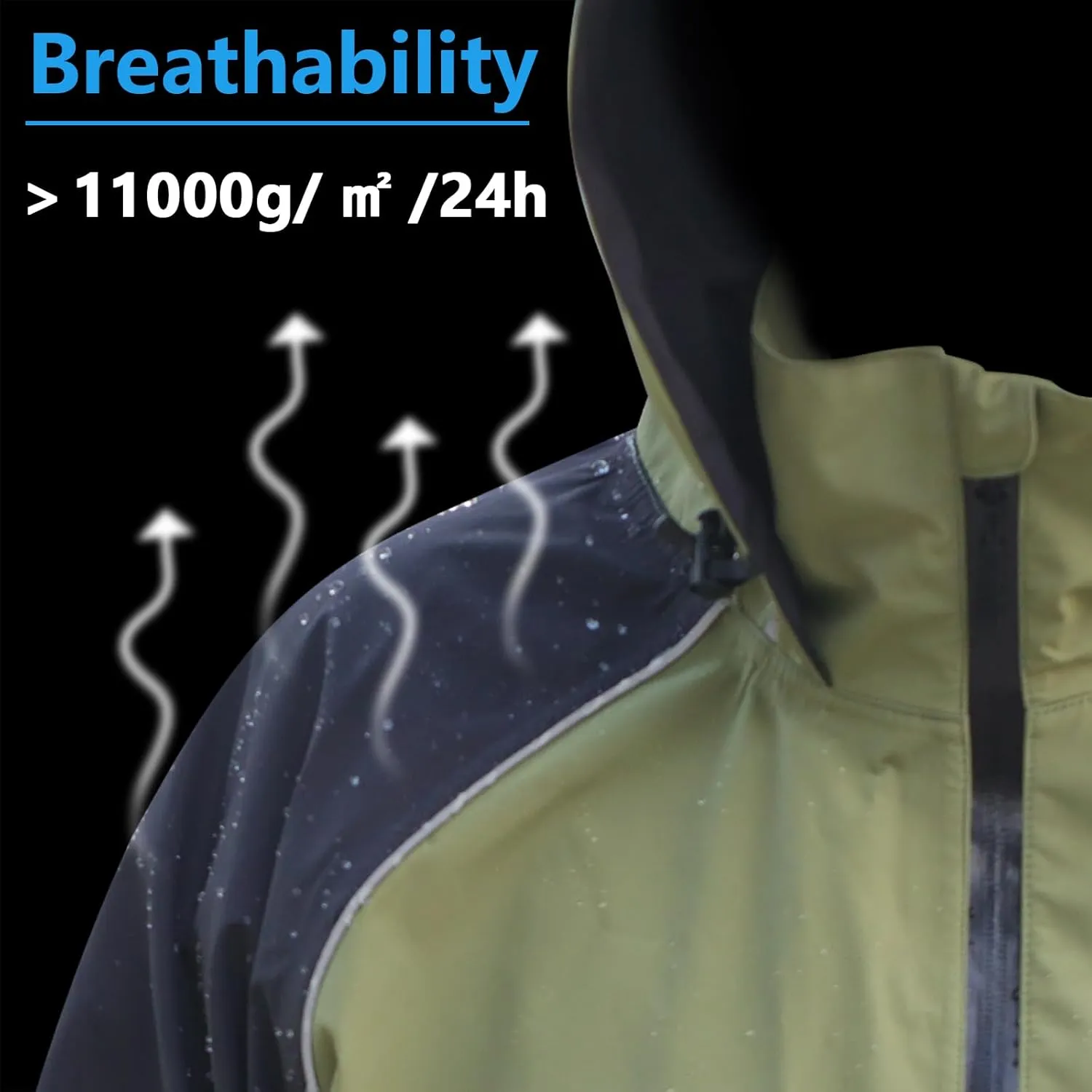 RANDY SUN Unisex Rain Jacket Mens Waterproof With Hood, Women's Raincoats, Reflective Lightweight Windbreaker