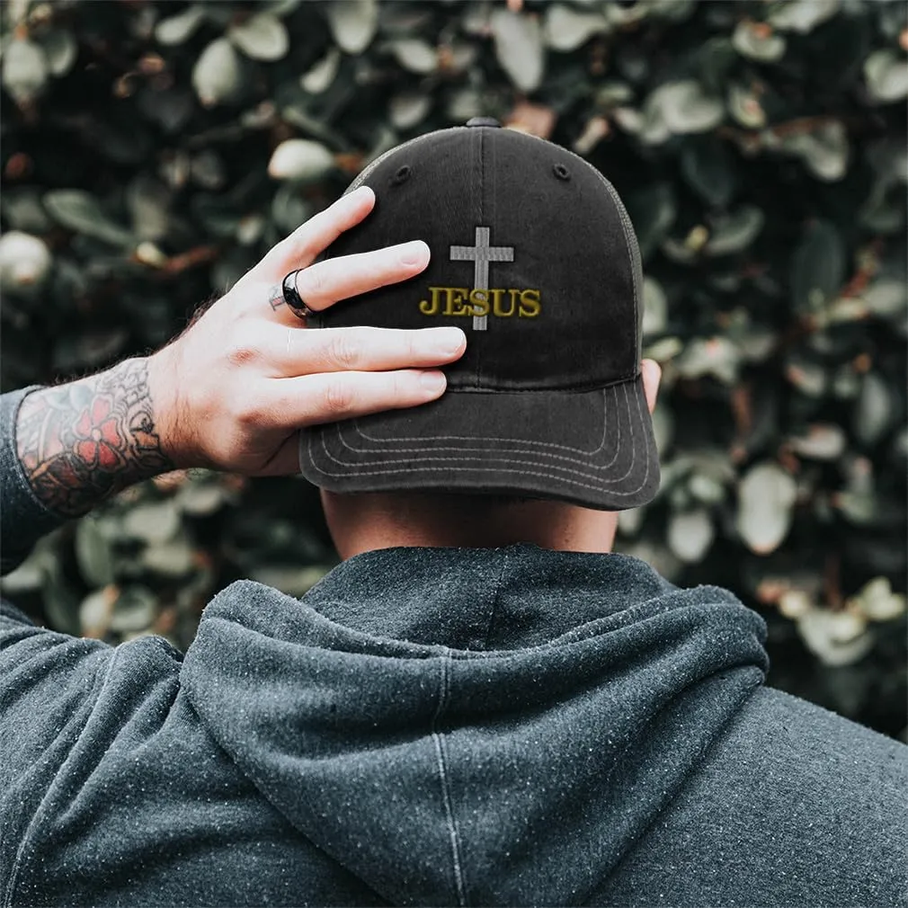 Richardson Trucker Mesh Hat Christian Cross Jesus Faith Jesus Christ Soft Mesh Cap Cotton