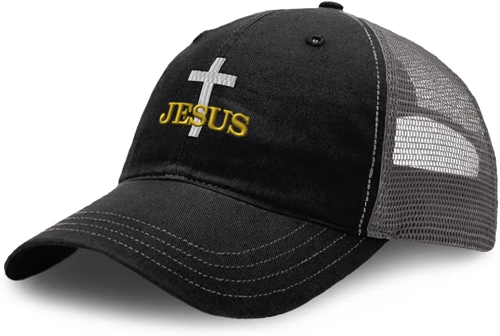 Richardson Trucker Mesh Hat Christian Cross Jesus Faith Jesus Christ Soft Mesh Cap Cotton