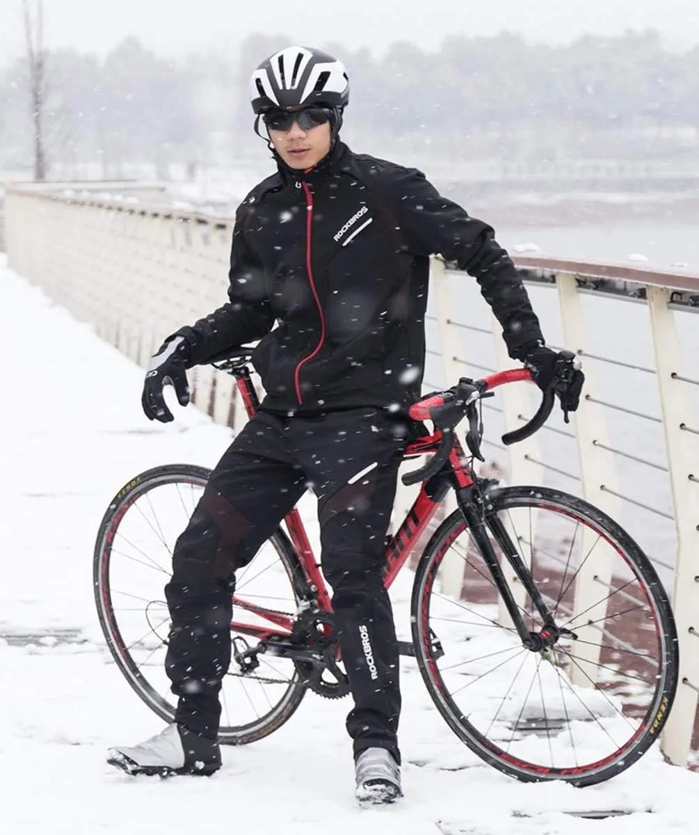 ROCKBROS Cycling Jackets for Men Winter Bike Jackets Thermal Windproof Jacket for Men Cold Weather Cycling Running Hiking