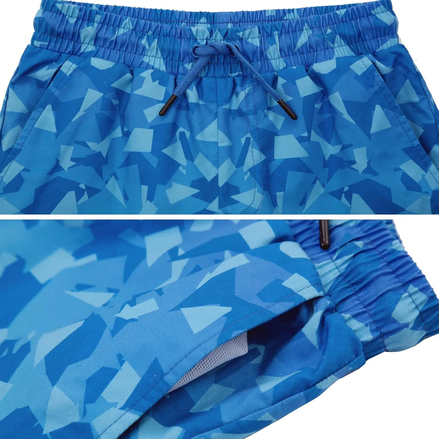 Rokka&Rolla Boys' Swim Trunks with Boxer Brief Liner Compression Anti Chafe Quick Dry Bathing Suit, UPF 50 