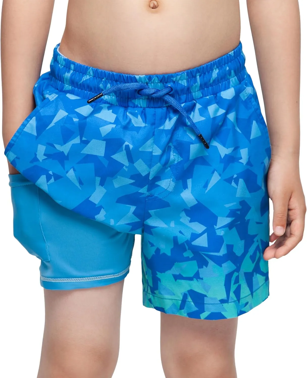 Rokka&Rolla Boys' Swim Trunks with Boxer Brief Liner Compression Anti Chafe Quick Dry Bathing Suit, UPF 50 