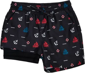 Rokka&Rolla Boys' Swim Trunks with Boxer Brief Liner Compression Anti Chafe Quick Dry Bathing Suit, UPF 50 