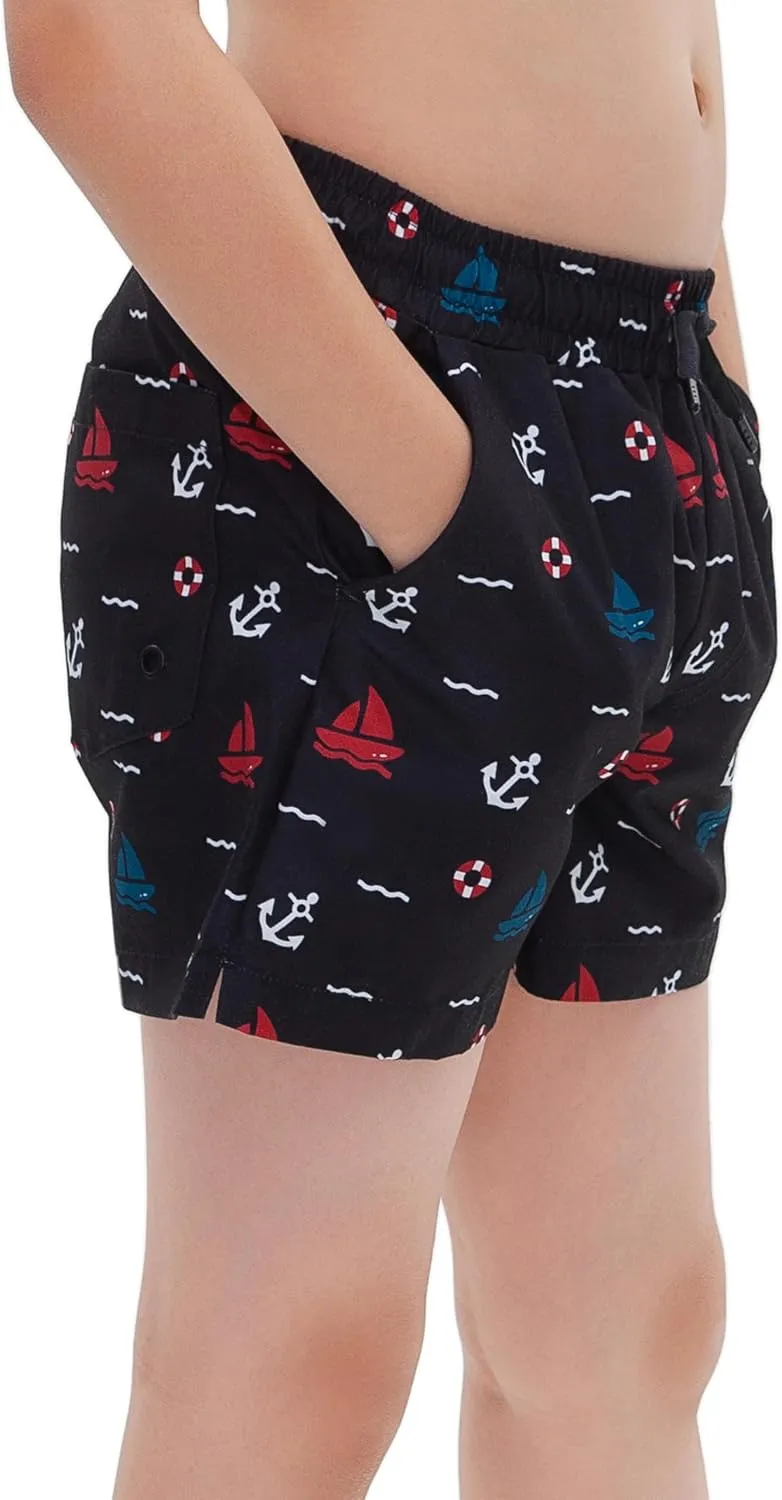 Rokka&Rolla Boys' Swim Trunks with Boxer Brief Liner Compression Anti Chafe Quick Dry Bathing Suit, UPF 50 