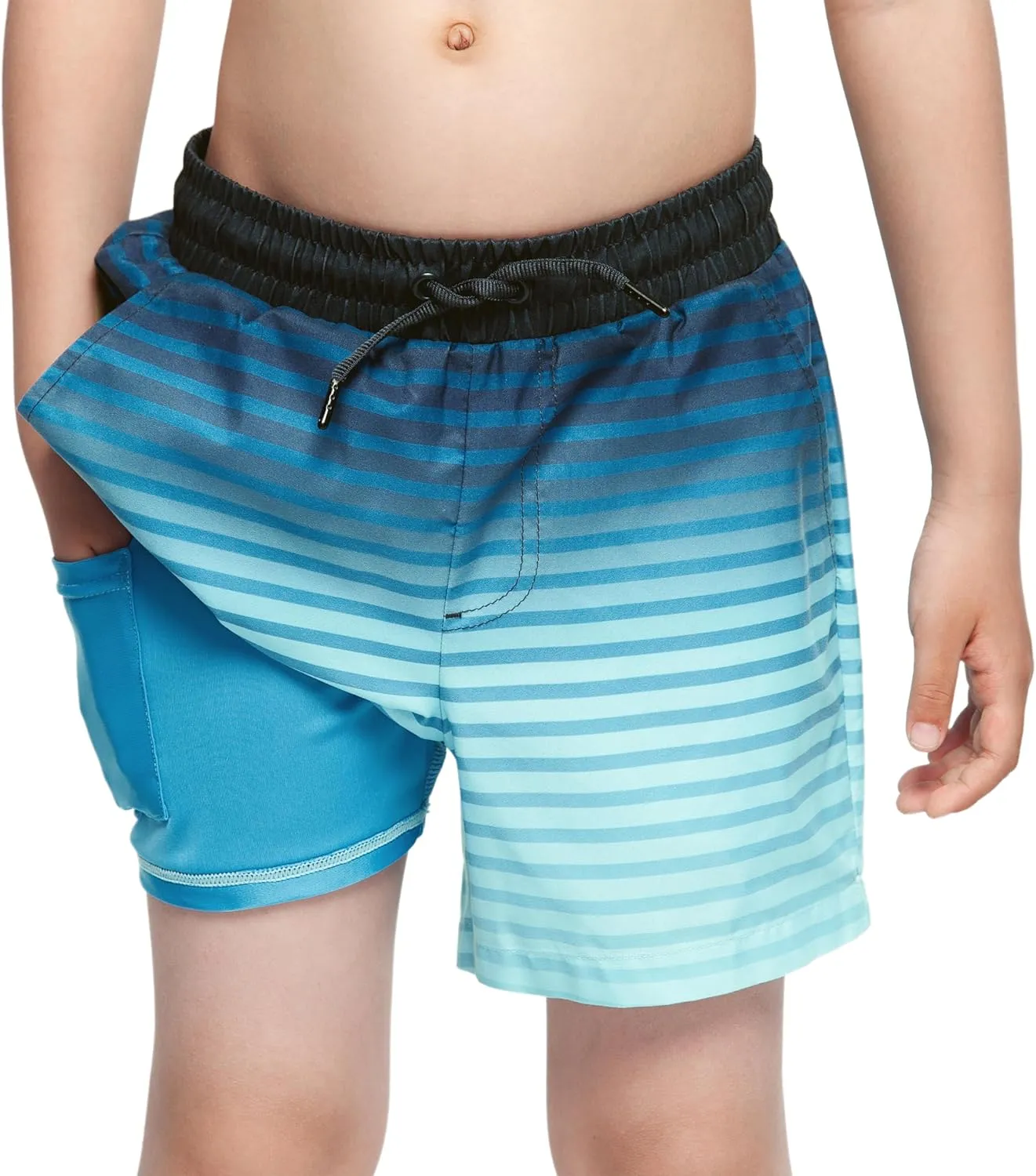 Rokka&Rolla Boys' Swim Trunks with Boxer Brief Liner Compression Anti Chafe Quick Dry Bathing Suit, UPF 50 
