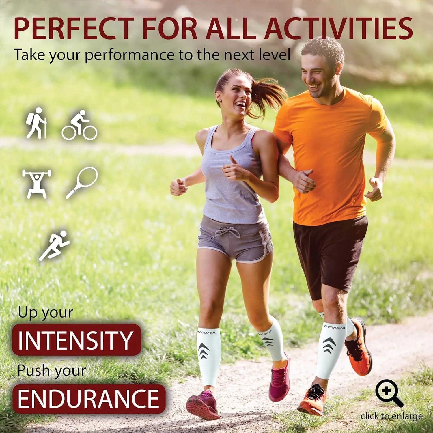 Rymora Calf Compression Sleeves Men Women - Leg Compression Sleeve Footless Socks - Shin Splint Relief Fitness Running