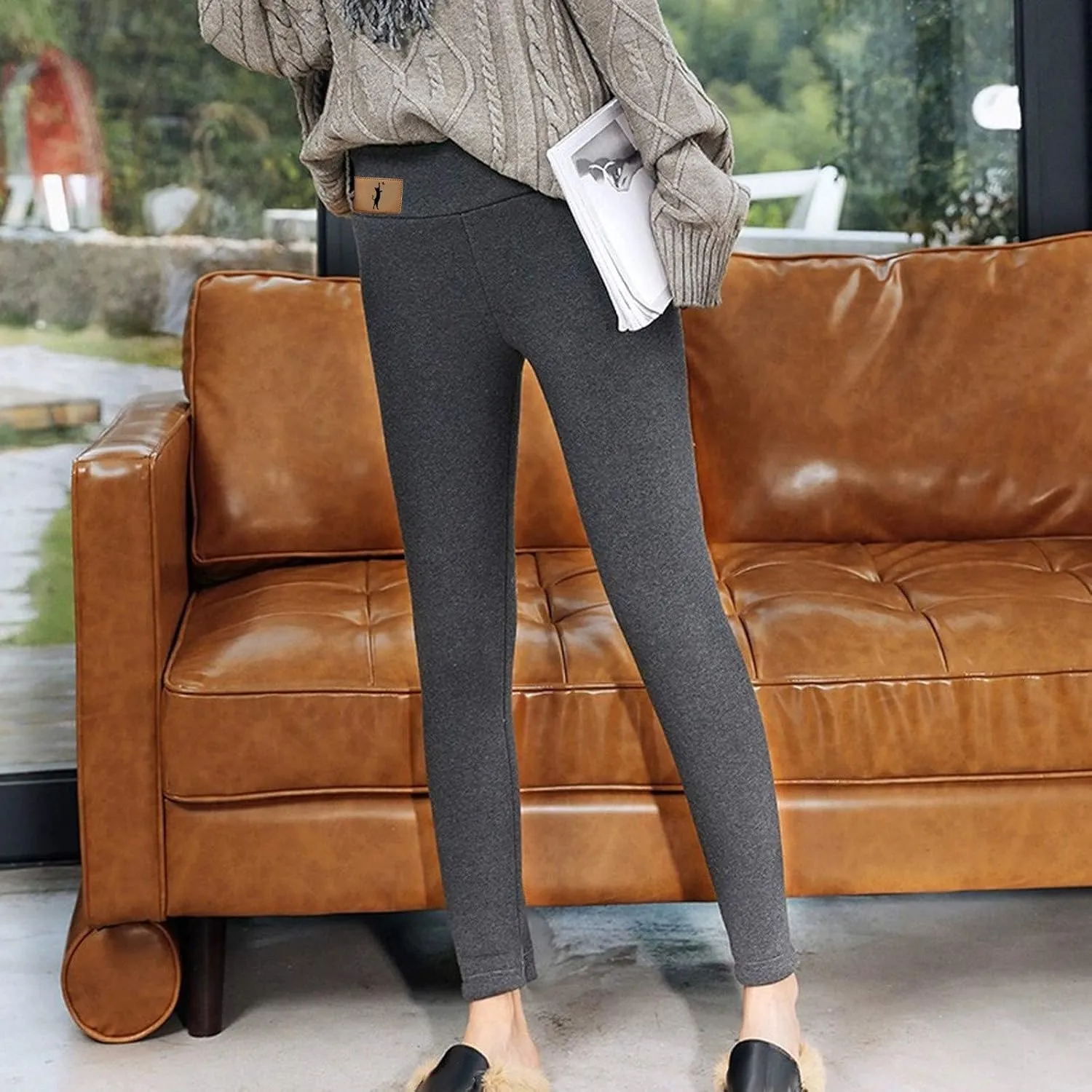 sdbrld Fleece Lined Leggings Women,Womens Fleece Lined Leggings High Waist Soft Thick Warm Pants Tummy Control Thermal Tights