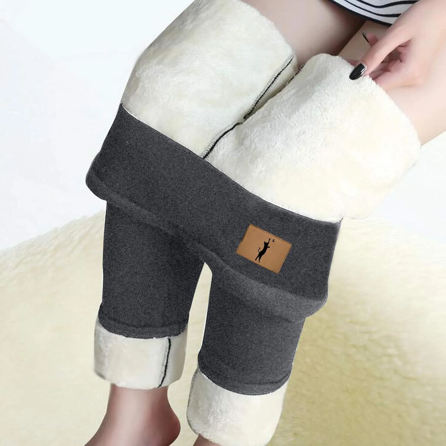 sdbrld Fleece Lined Leggings Women,Womens Fleece Lined Leggings High Waist Soft Thick Warm Pants Tummy Control Thermal Tights