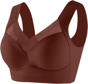 Seamless Sexy Push Up Bras for Older Women Wireless Posture Correcting Bra with Support Bra for Seniors