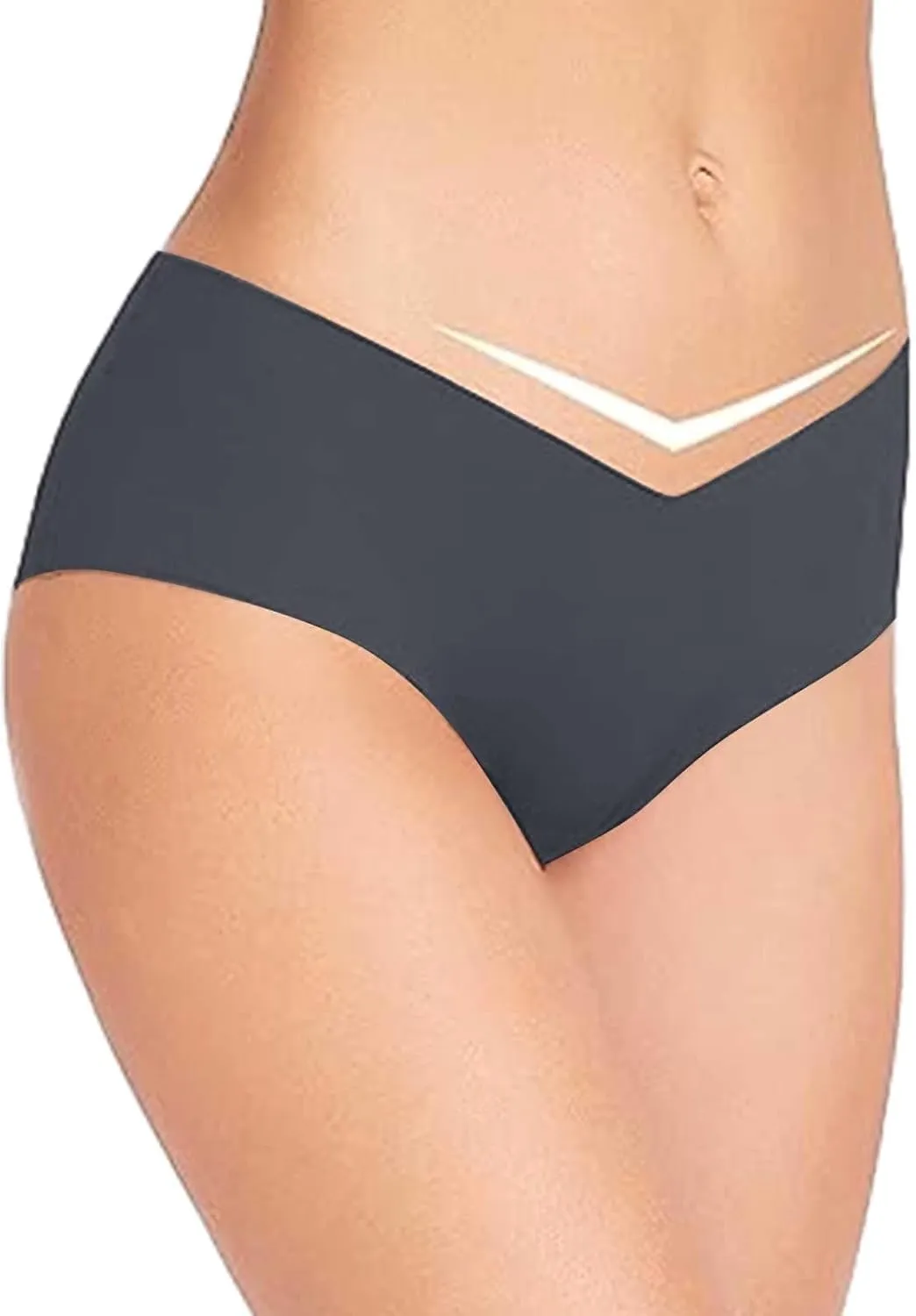 Seamless Underpants for Women V-Shape Underwear Soft Briefs Ladies Stretch No Show Bikini Panties Hipster 3-Pack