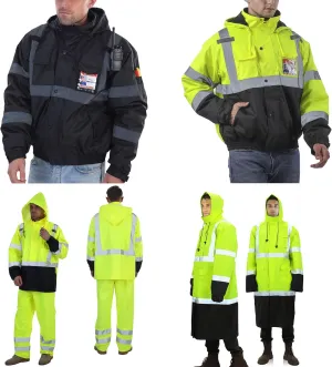 sesafety Reflective Jacket for Men, High Visibility Jacket for Men, Rain Coats for Men Waterproof with Nterior Mesh, bundle L