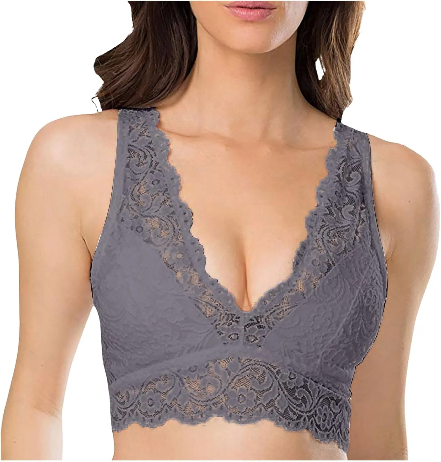 Sexy Bras for Women Lace No Underwire V Neck Push Up Seamless Comfort Bras Full Coverage Adjustable Plus Size Bralettes
