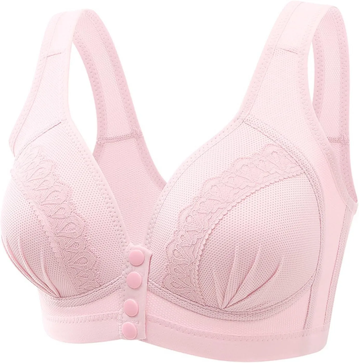 Sexy Lace Underwire Bra, Front Button Closure with Shaping Cups, Comfortable Full Coverage Support