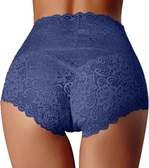 Sexy Underwear for Women Plus Size Women's Brief Underwear Floral Lace Boyshort Panties High Waist Cheeky Panty