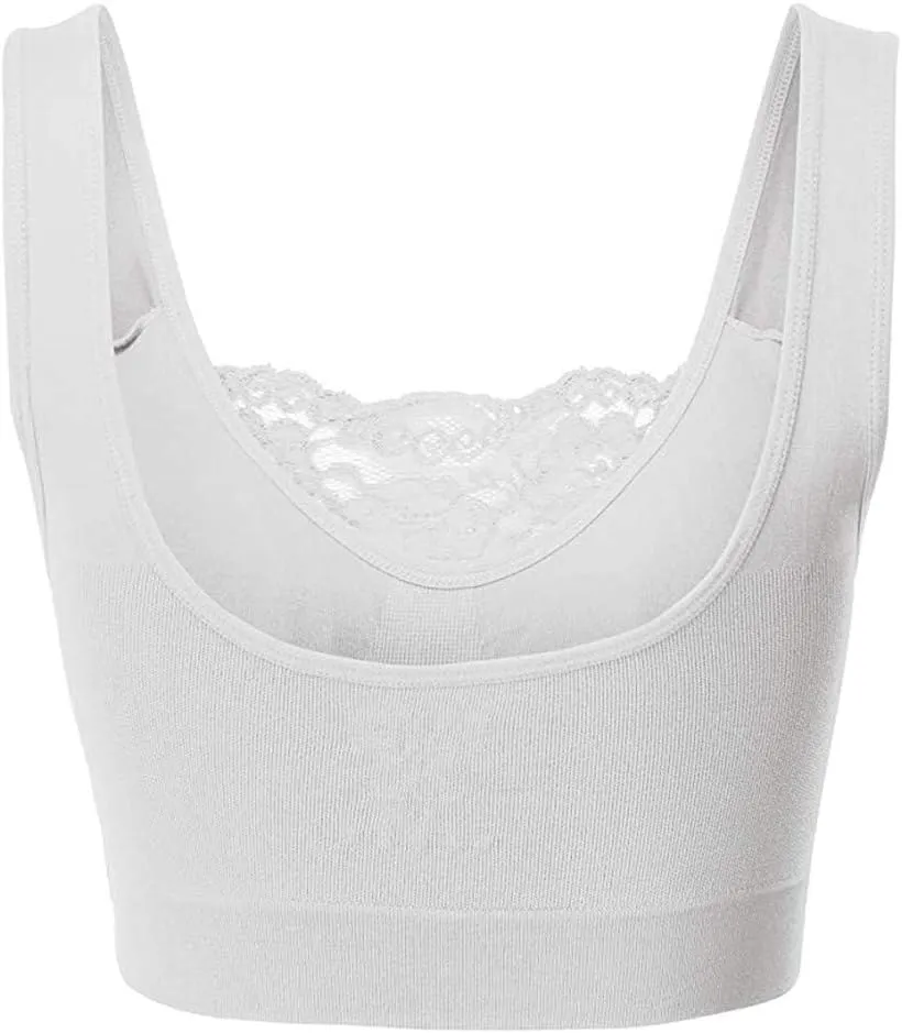 Sports Bras for Women Lace 2025 Push Up Seamless No Underwire Camisole Bras Casual Thin Full Coverage Athletic Bralettes
