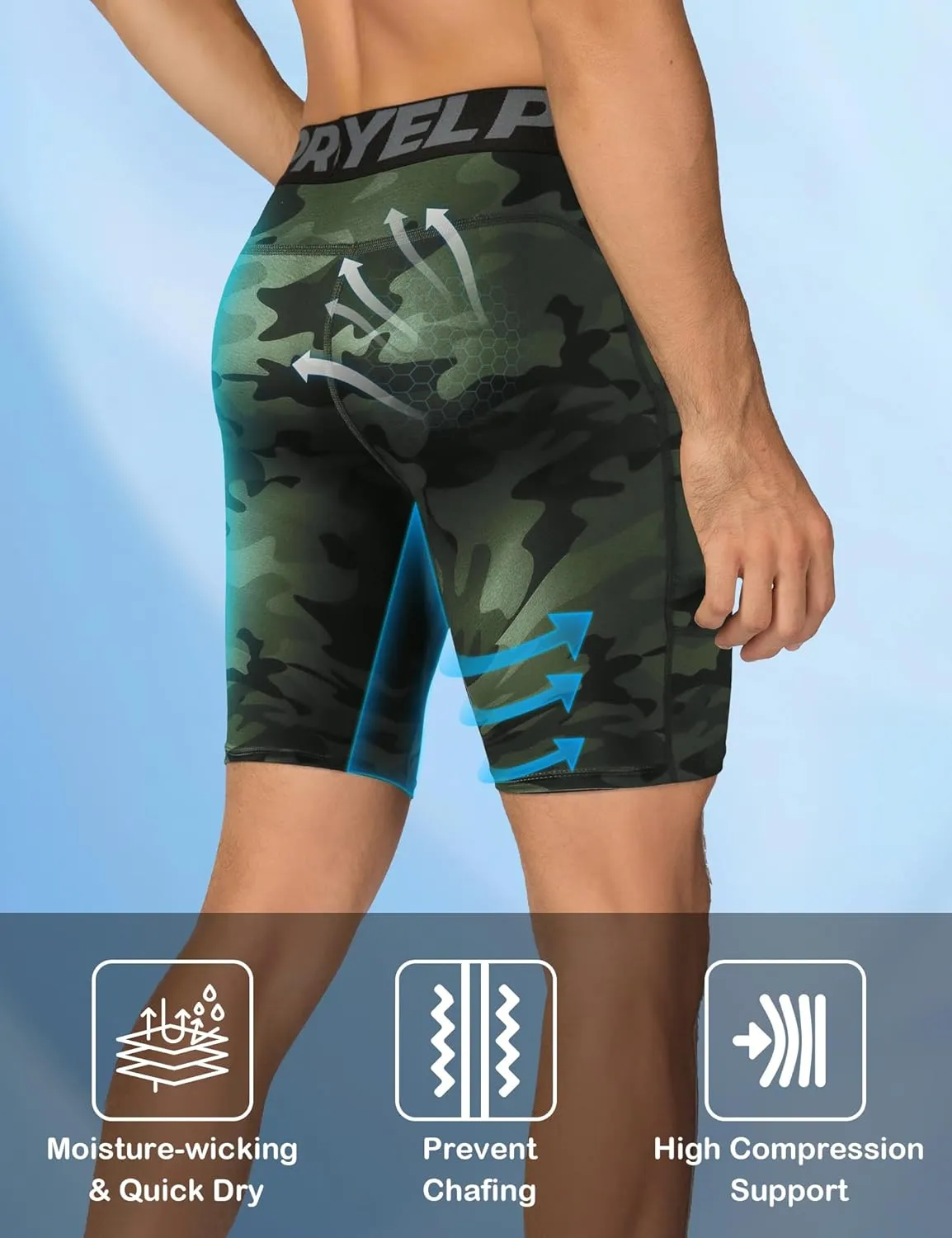 SPVISE Compression Shorts Men Spandex Sports Shorts Workout Running Gym Shorts Cool Dry Athletic Baselayer Underwear Pockets