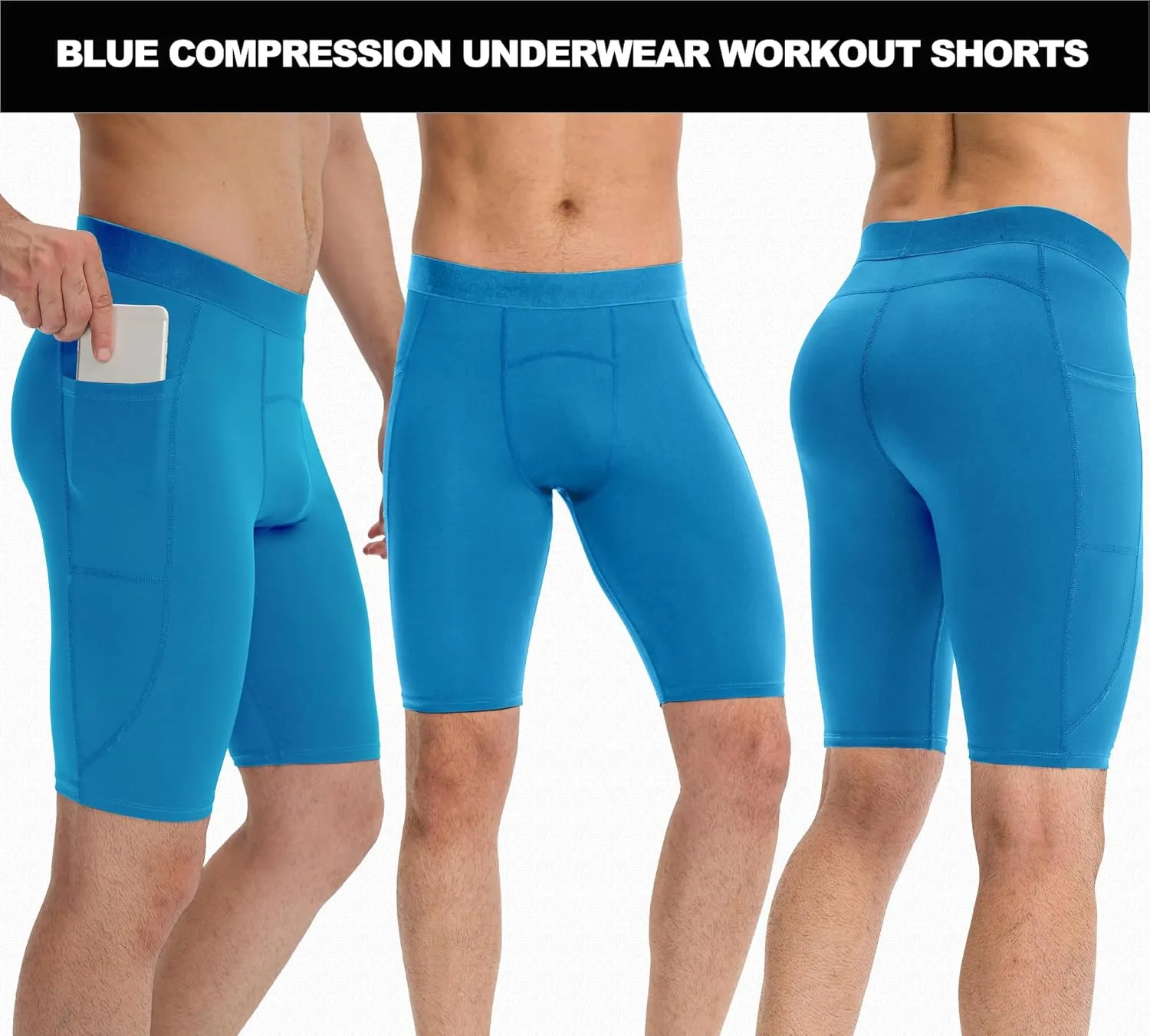 SPVISE Compression Shorts Men Spandex Sports Shorts Workout Running Gym Shorts Cool Dry Athletic Baselayer Underwear Pockets