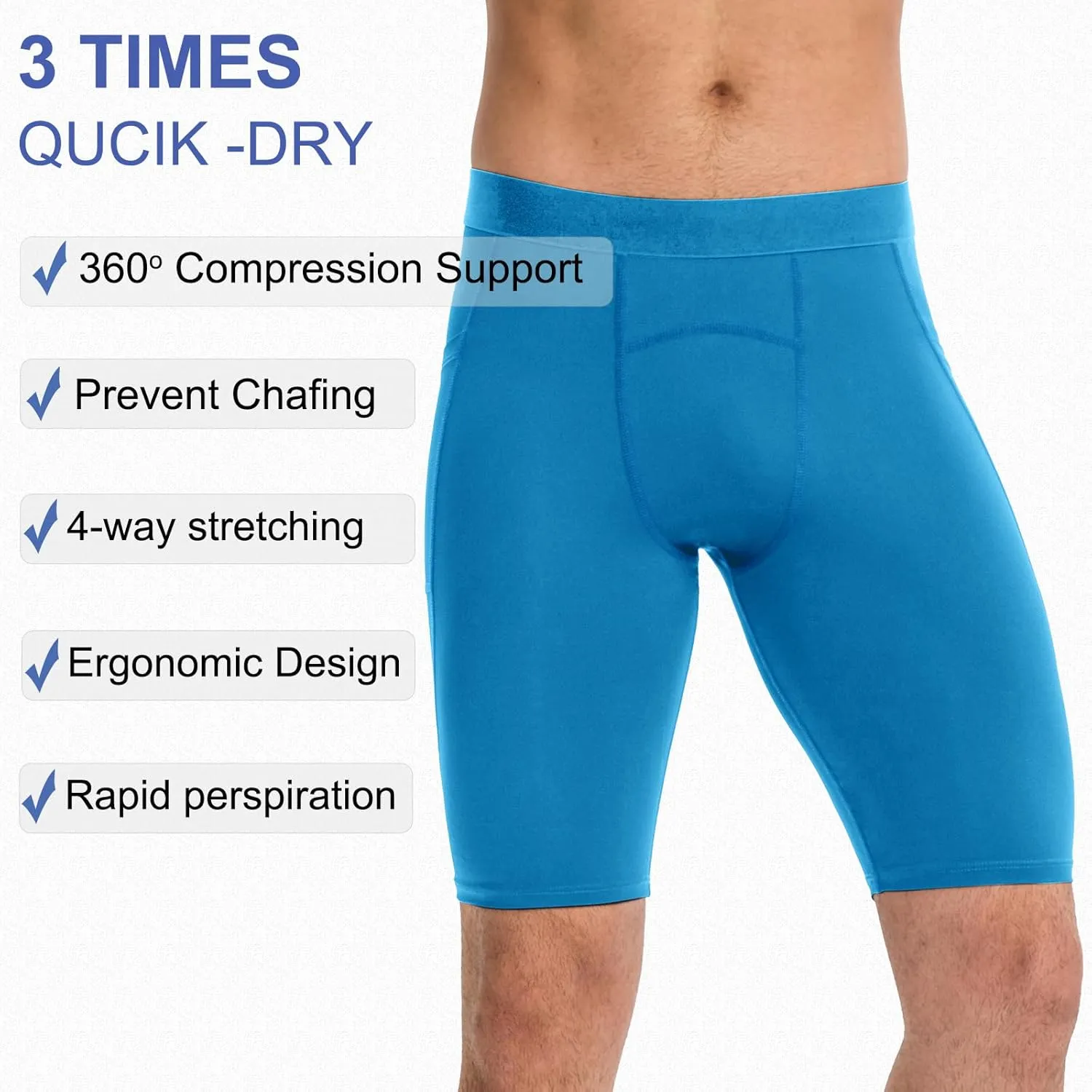 SPVISE Compression Shorts Men Spandex Sports Shorts Workout Running Gym Shorts Cool Dry Athletic Baselayer Underwear Pockets