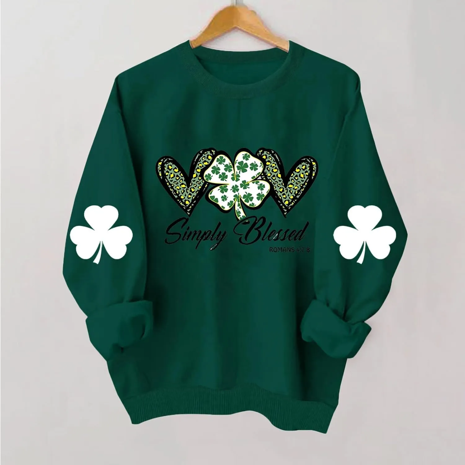 St Patricks Day Shirt Women Long Sleeve Novelty Graphic Tees Pullover Green Shamrock Cute Tops Soft Holiday Sweatshirt 2024