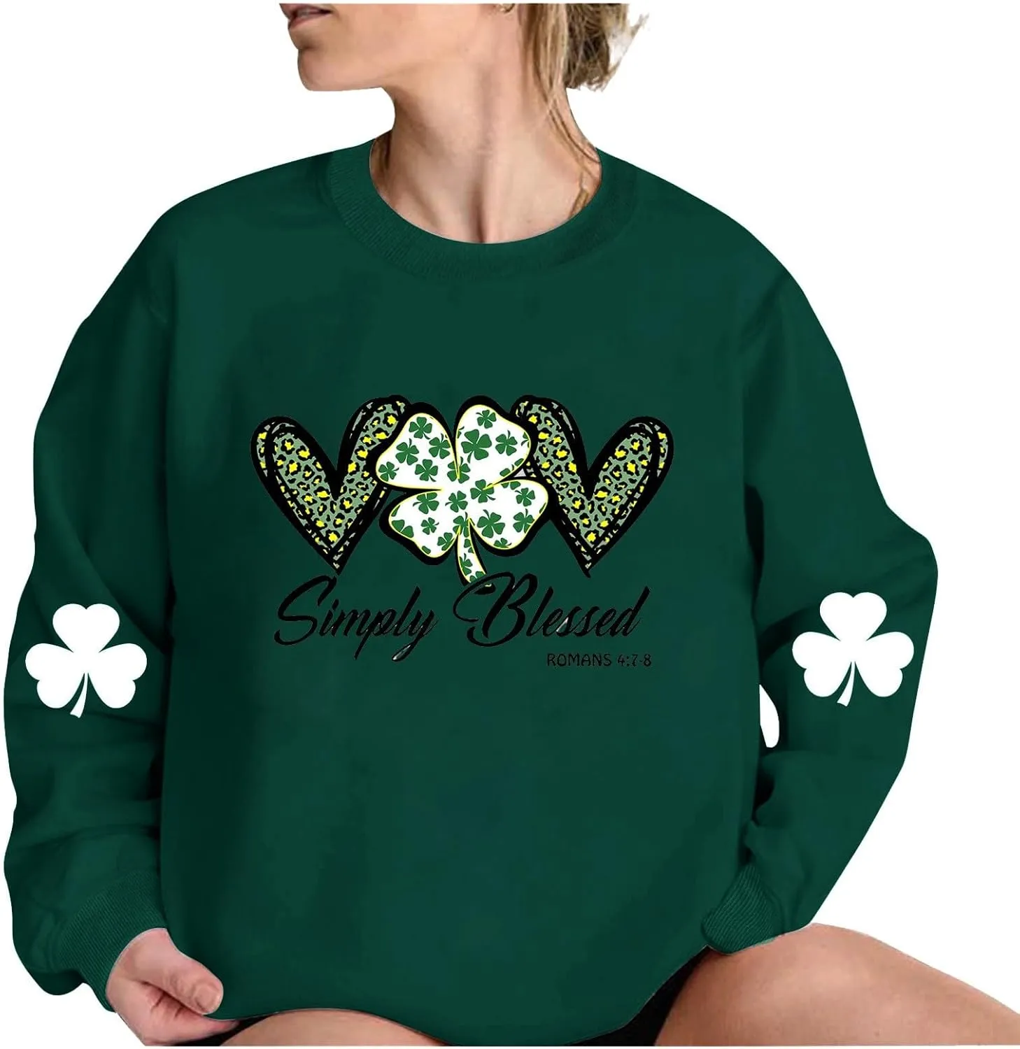 St Patricks Day Shirt Women Long Sleeve Novelty Graphic Tees Pullover Green Shamrock Cute Tops Soft Holiday Sweatshirt 2024