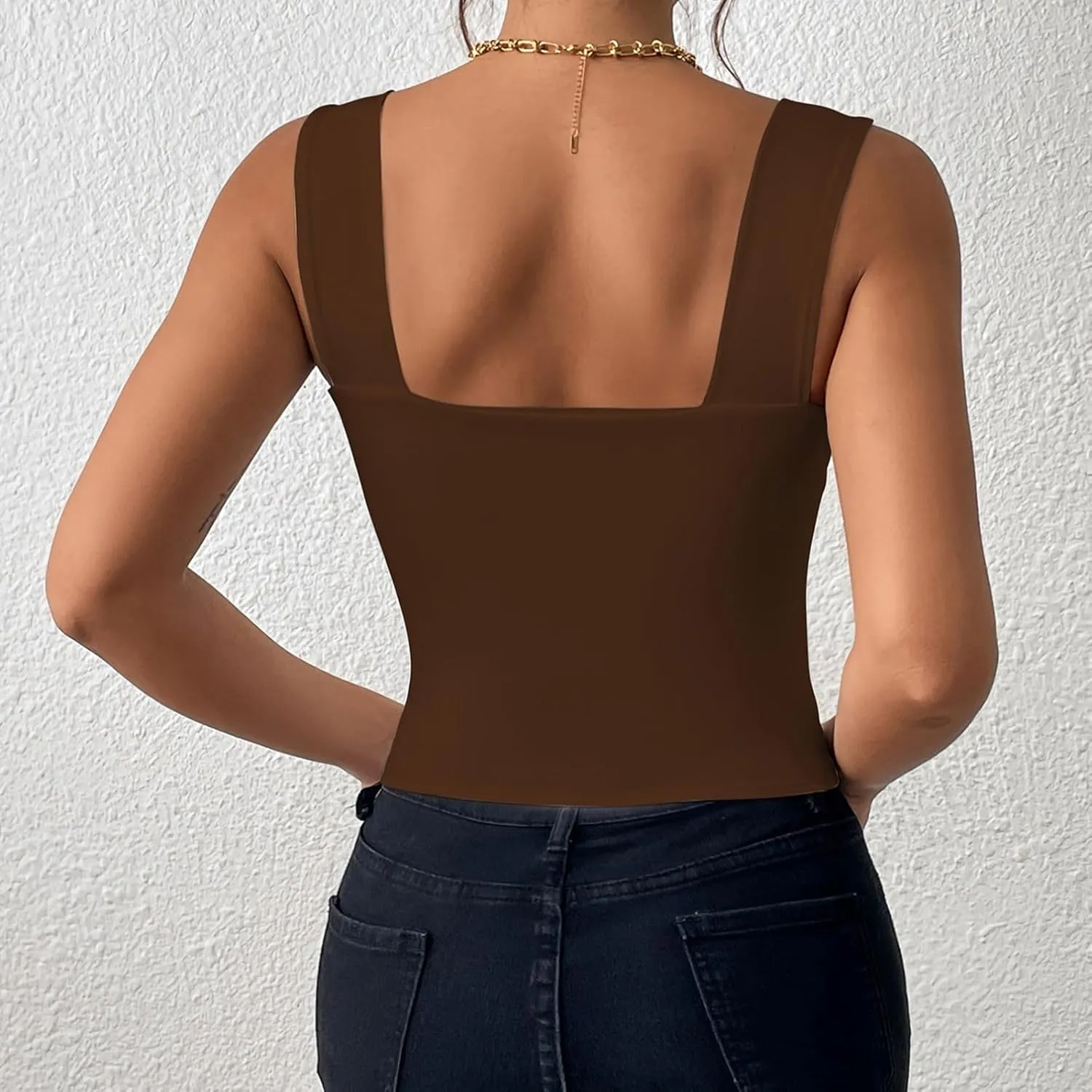 Summer Tank Tops for Women 2025 Casual Sleeveless Square Neck Crop Top Sexy Solid Color Slim Stretch Trendy Clothes