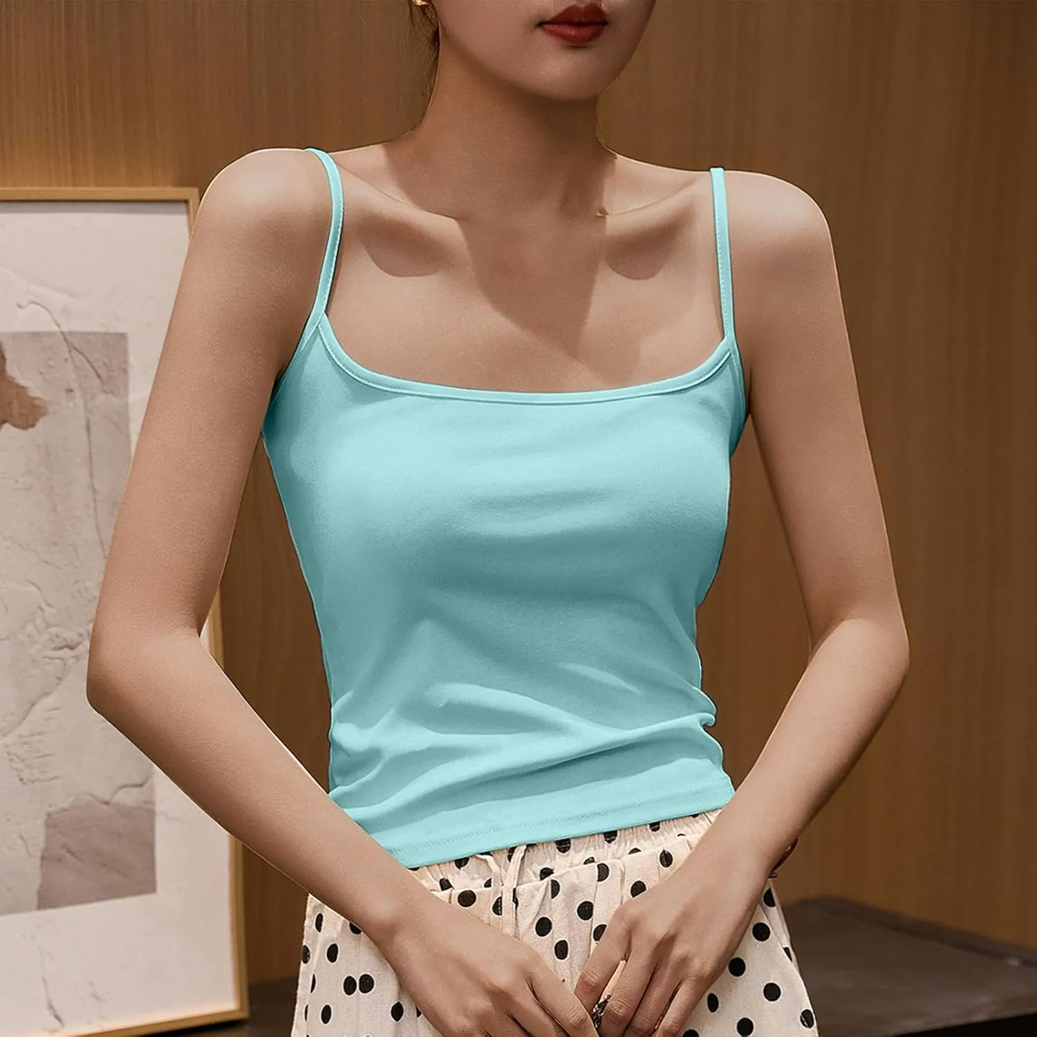 Summer Tank Tops for Women Trendy Casual Slim Sleeveless Tee Shirt Spaghetti Strap Camisole Going Out Clothes 2025